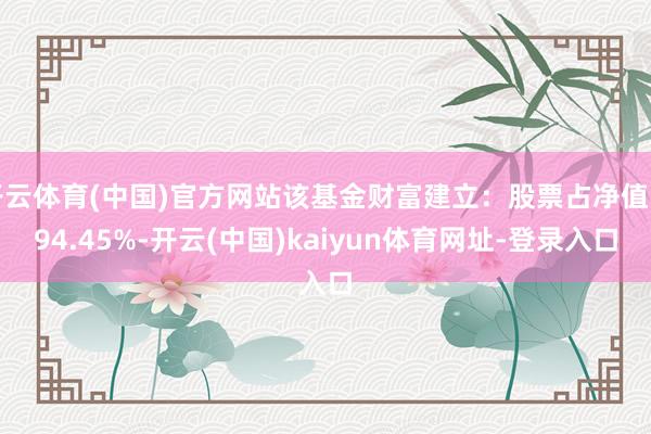 开云体育(中国)官方网站该基金财富建立：股票占净值比94.45%-开云(中国)kaiyun体育网址-登录入口