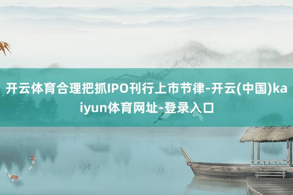 开云体育合理把抓IPO刊行上市节律-开云(中国)kaiyun体育网址-登录入口