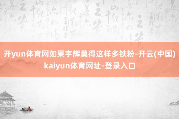 开yun体育网如果宇辉莫得这样多铁粉-开云(中国)kaiyun体育网址-登录入口