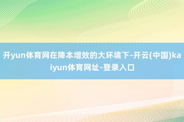 开yun体育网在降本增效的大环境下-开云(中国)kaiyun体育网址-登录入口