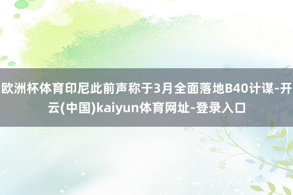 欧洲杯体育印尼此前声称于3月全面落地B40计谋-开云(中国)kaiyun体育网址-登录入口
