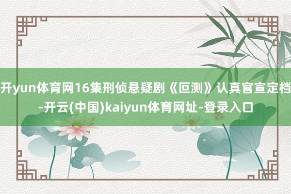 开yun体育网16集刑侦悬疑剧《叵测》认真官宣定档-开云(中国)kaiyun体育网址-登录入口