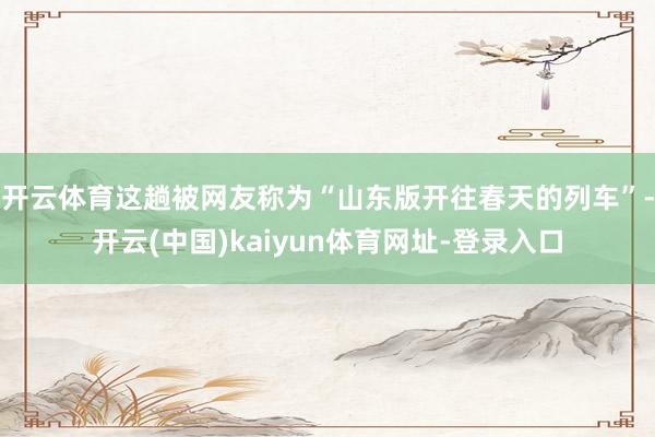 开云体育这趟被网友称为“山东版开往春天的列车”-开云(中国)kaiyun体育网址-登录入口
