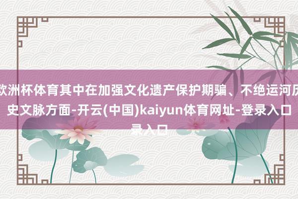 欧洲杯体育其中在加强文化遗产保护期骗、不绝运河历史文脉方面-开云(中国)kaiyun体育网址-登录入口