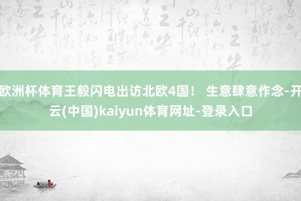 欧洲杯体育王毅闪电出访北欧4国！ 生意肆意作念-开云(中国)kaiyun体育网址-登录入口